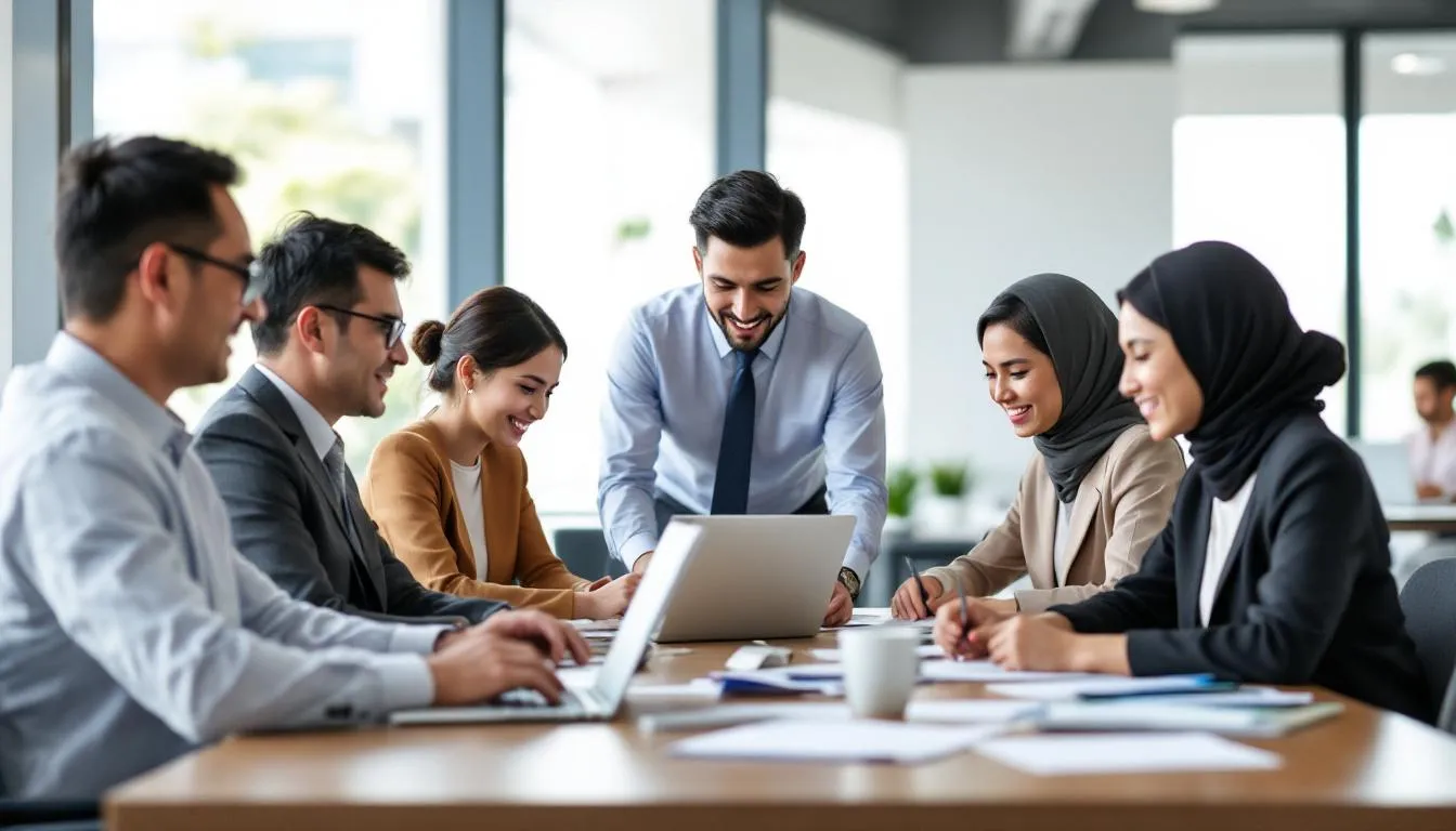 A diverse team of Asian professionals collaborates effectively, each demonstrating a genuine interest in their clients' needs and showcasing the importance of relationship building. This scene emphasizes how maintaining personal attention and cultural sensitivity can lead to long-term business growth and enhanced client relationships.