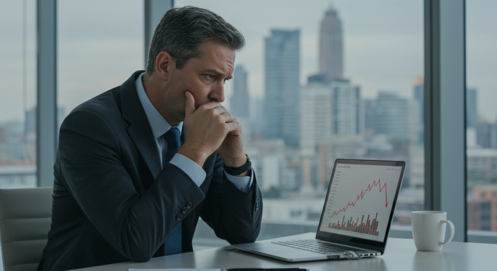 Concerned retailer pondering over delayed ecommerce opportunities.