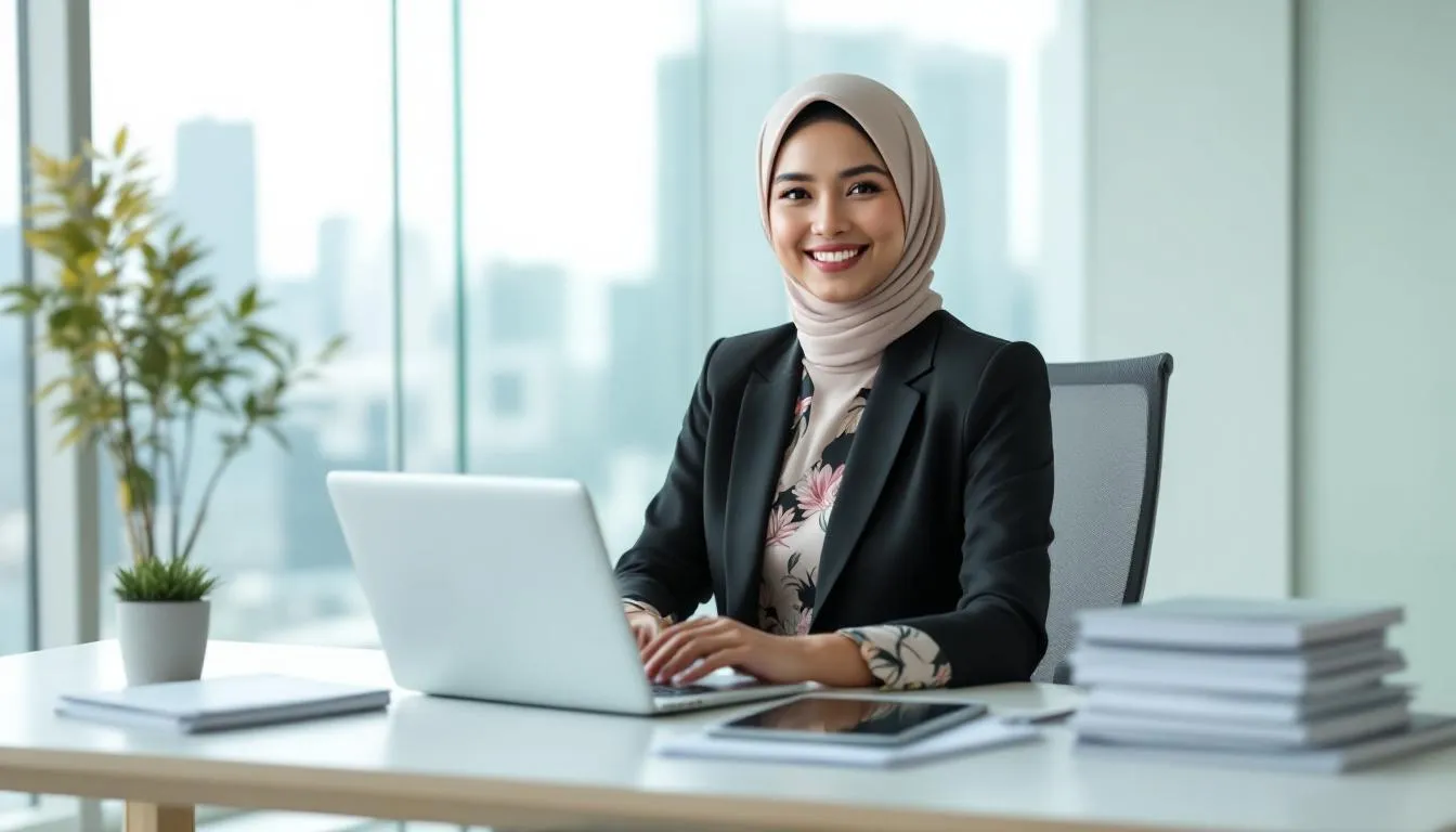 In a clean and organized workspace, a Brunei business professional is focused on creating educational content, surrounded by local business publications and research materials. This environment fosters effective strategies for lead generation, essential for connecting with potential customers and enhancing your business's outreach.
